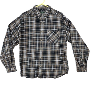 Woolrich Men's Windowpane Flannel Shirt Size L‎ Long Sleeve Button Up/Down FLAW